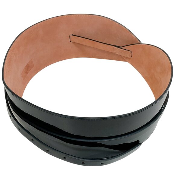 Michael Kors Collection Black Patent Leather Wide Belt - Picture 2 of 4